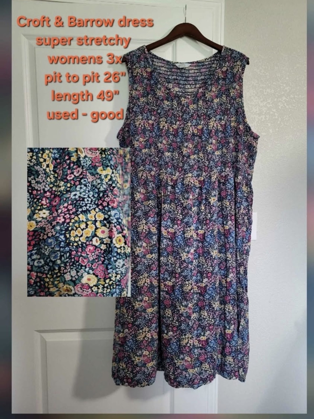 Croft & Barrow Navy Floral Sleeveless Dress